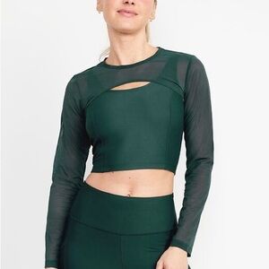 Old Navy Dark Green Mesh Top